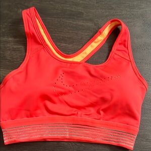 Nike Red and Orange Sports Bra with Racerback Design